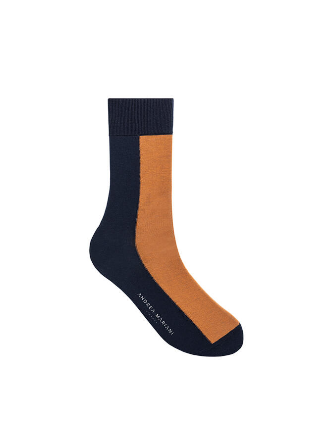 Calzini corti bicolore VERTICAL COLOR BLU & RUGGINE | Acquista Online Andrea Mariani Firenze